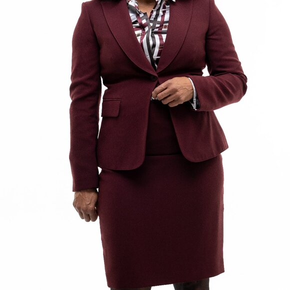 Burgundy Elegance 3-Piece Skirt Suit – John Meyer (Size 10) - Picture 1 of 5
